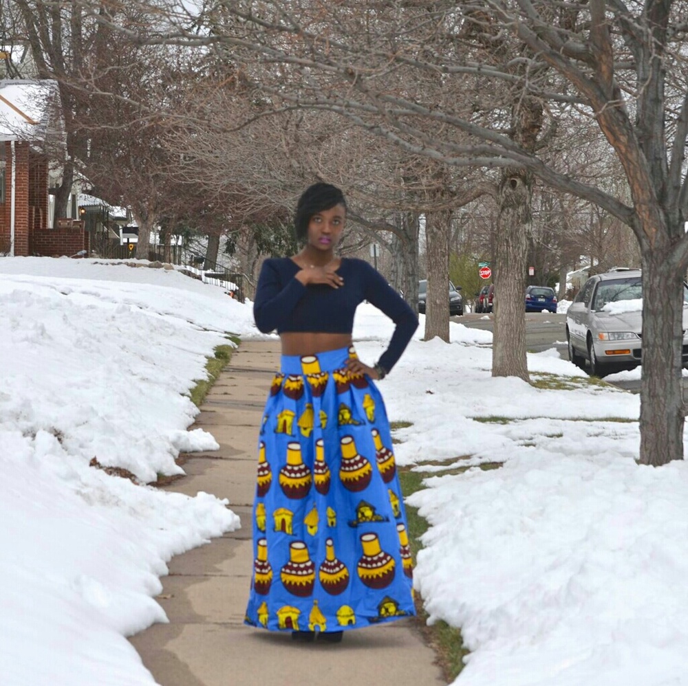African print maxi skirt